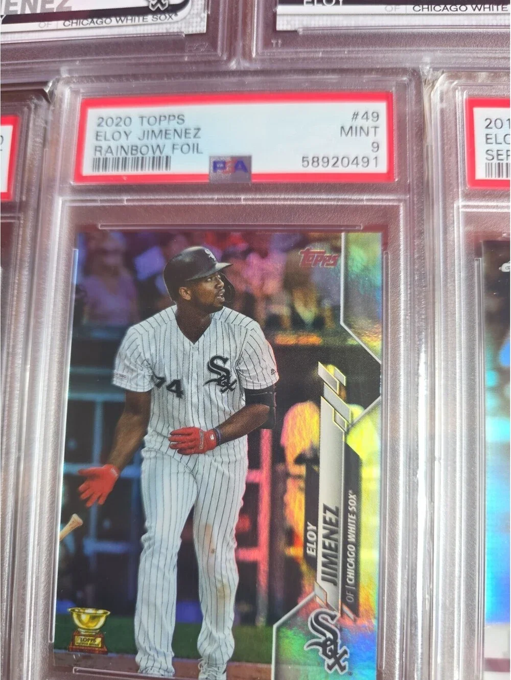 2019 TOPPS #670 ELOY JIMENEZ RC ROOKIE PSA 9 Lot 5 Cards Sepia Rainbow Foil